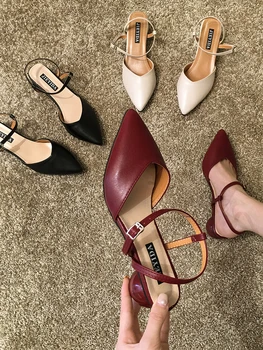 

Women's Shoes Pointed Toe High Heels Thick With Spring And Summer 2020 New Word Buckle Roman Sandals