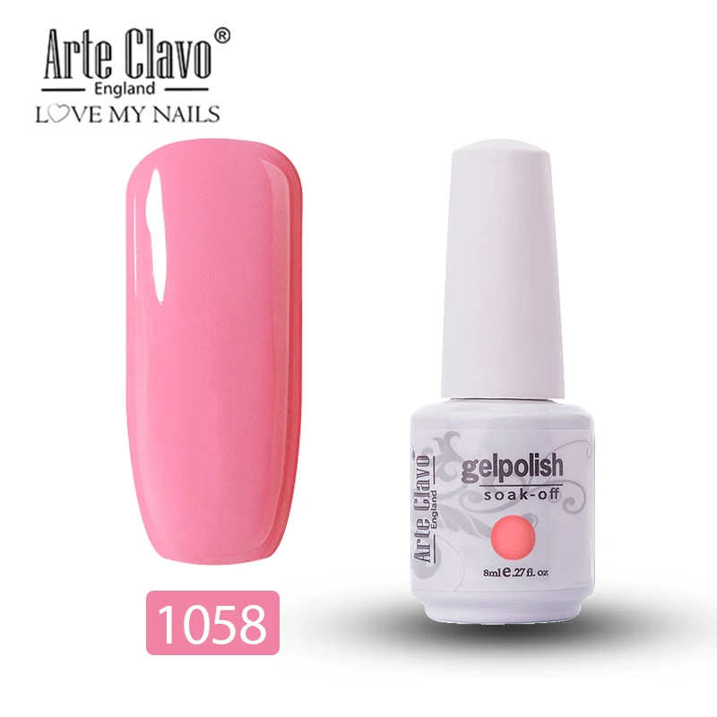 Arte Clavo 8 мл телесный красный цвет отмачиваемый Гель-лак для ногтей Полупостоянный верхний слой гибридный лак 85 цветов УФ-гель для ногтей