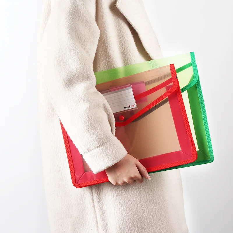 

A4B4 File Holder Transparent File Bag Waterproof Paper Bag Pp Snap Closure Covered Edge File Storage Bag File Bag Customizable
