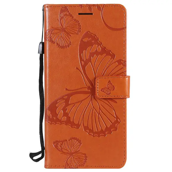 Флип-чехол с 3D бабочкой для iPhone 11 Pro Max XR XS max X Wallet кожаный чехол для iPhone 6 6s 7 8 Plus 5 5S SE чехол Funda - Цвет: Оранжевый