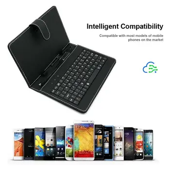

5 Colors Клавиатура Для Тефона Portable PU Leather USB Wired Keyboard Flip Holster Case For 7Inch OTG Android Smart Phone