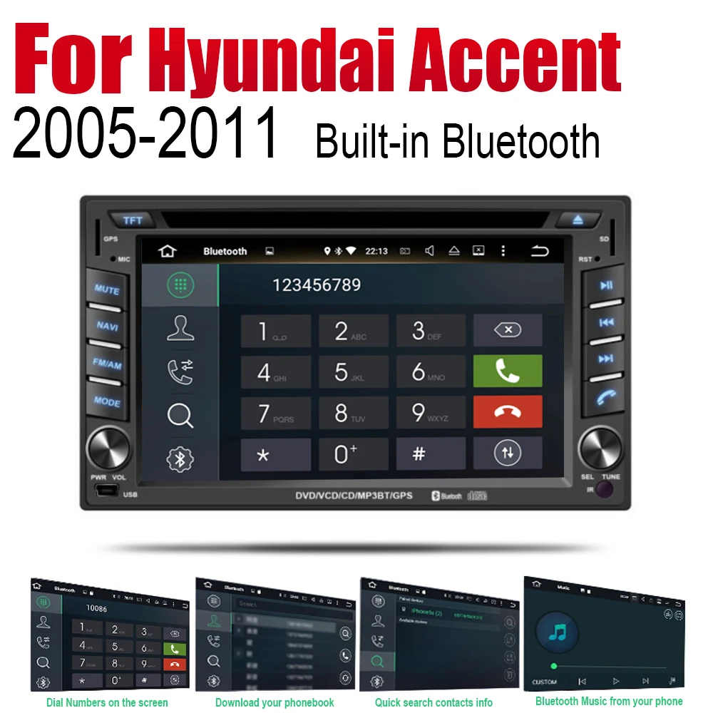 Android Автомобильная магнитола Стерео DVD gps навигация для hyundai Accent Era 2005 2006 2007 2008 2009 2010 2011 Bt wifi 2din Автомобильная магнитола