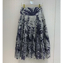 11,21 плиссированная юбка с рисунком кокосового ореха и высокой талией, весна-лето, Высококачественная плиссированная юбка, Женская Повседневная хлопковая юбка