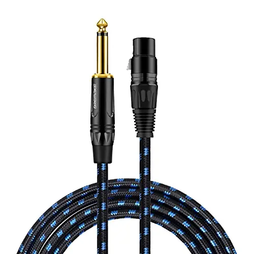 DREMAKE Jack 6.35mm/6.5mm Mono Male to XLR Female 3-Pin XLR to TS 1/4 Inch Interconnect Unbalanced Audio Cable for Speaker AMP