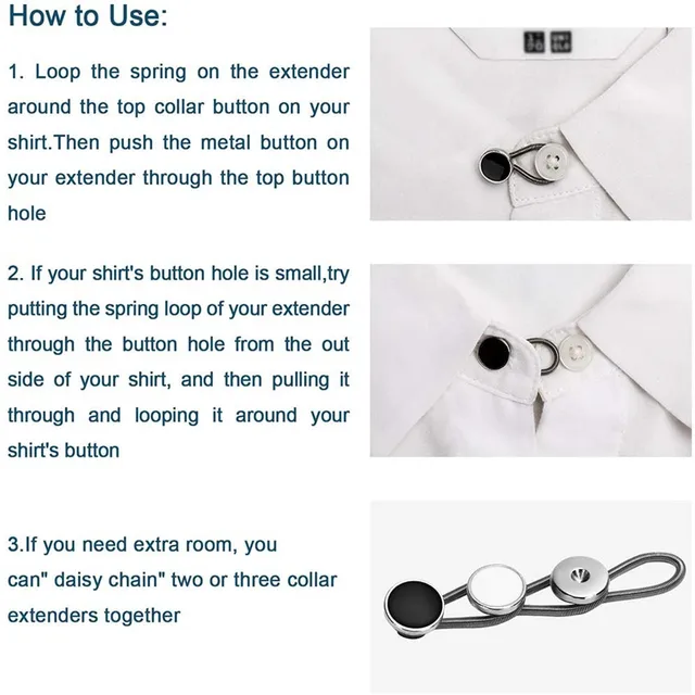 Men's Multifunctional Elastic Collar Extender Formal Shirt Collar Extender  White and Black Spring Adjustment Buttons - AliExpress