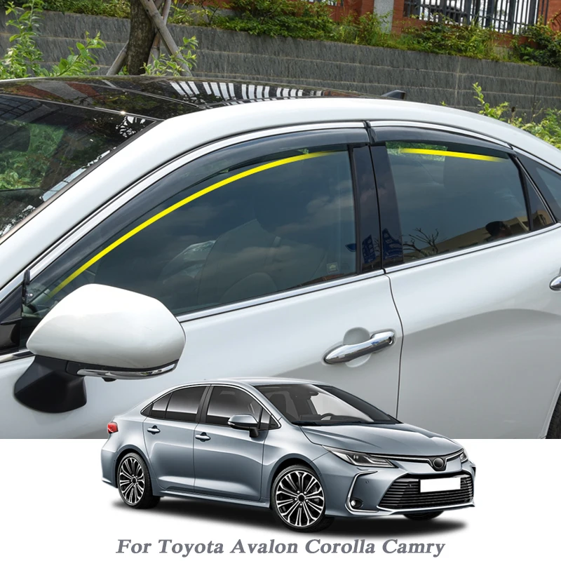 

4pcs Car Windows Awnings Shelters For Toyota Avalon XX50 Camry Corolla 2006-2023 Window Visor Rain Sun Smoke Guard Accessories