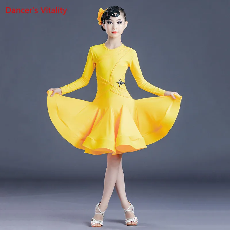 latin-dance-dress-round-neck-long-sleeve-skirt-performance-clothing-profession-custom-adult-child-elegant-competitio-clothes