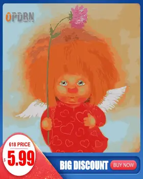 

OPDBN Wall Art Canvas Painting by Number Posters Handpainted Oil Painting Picture for Living Room Home Decor No Frame