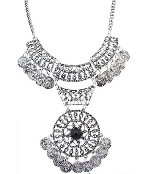 

Europe And America Fashion Metal Retro Palace Alloy Exaggeration Coin Hollow out Combination Short Necklace