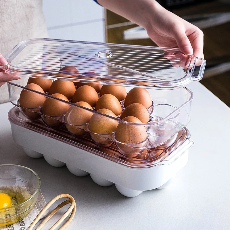 

MDZF SWEETHOME Eggs Storage Box Eggs Holder Kitchen Refrigerator Large Plastic Eggs Container 16-grid Egg Tray