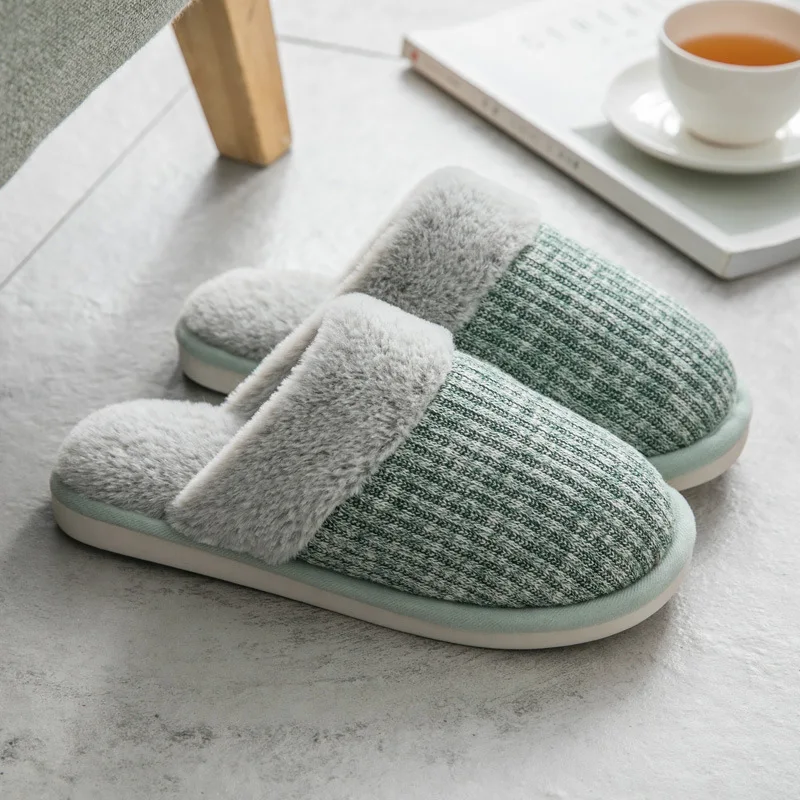 green 39-40 Xiaomi Youpin/новые зимние хлопковые тапочки; женские домашние тапочки из хлопка с кроличьим мехом; удобные простые теплые тапочки из хлопка - Цвет: green 39-40