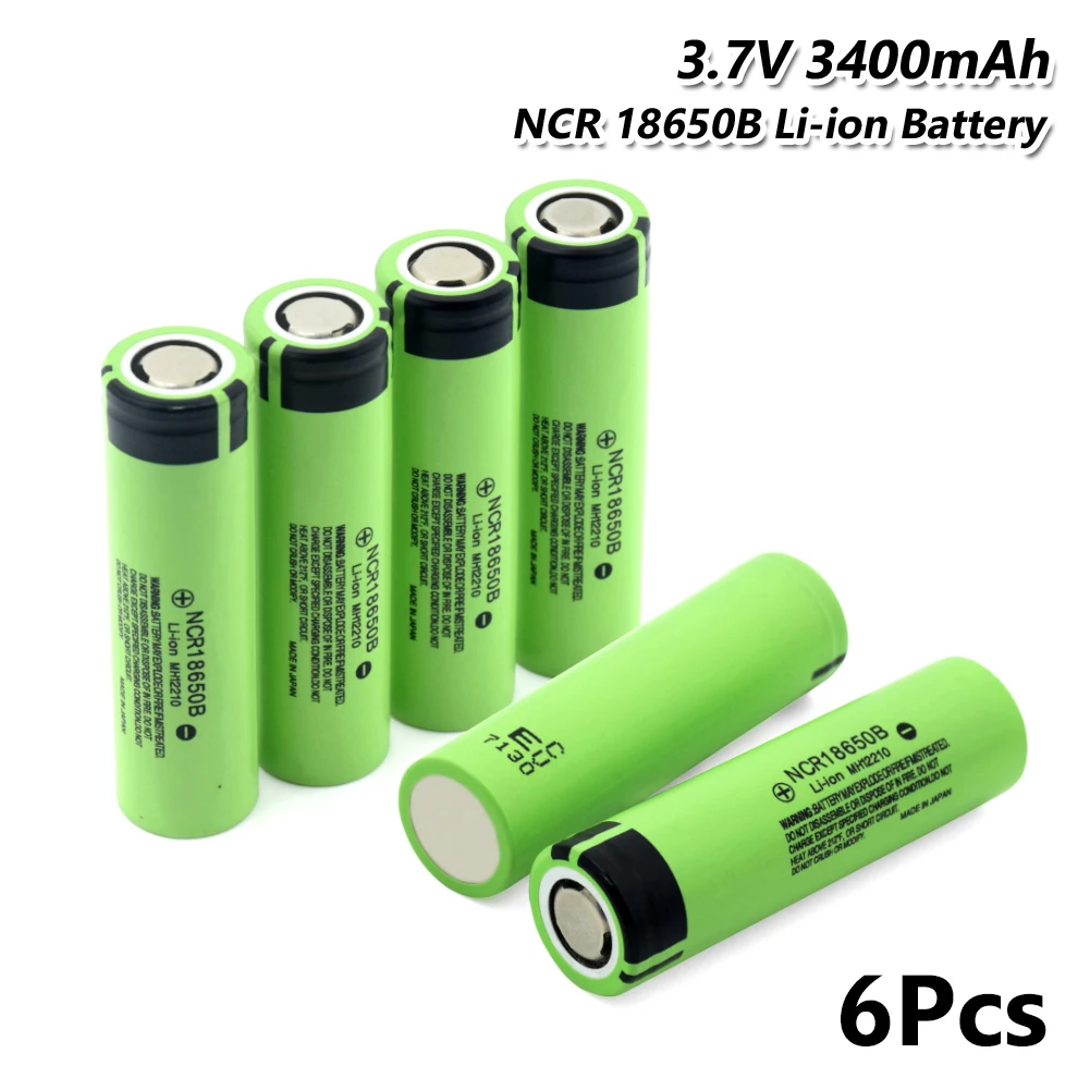 Panasonic 18650 аккумуляторная батарея 3400mah 3,7 v литиевая 3400MAh bateria NCR 18650B pilas лазерная ручка светодиодный фонарик для ноутбука - Цвет: 6 pcs
