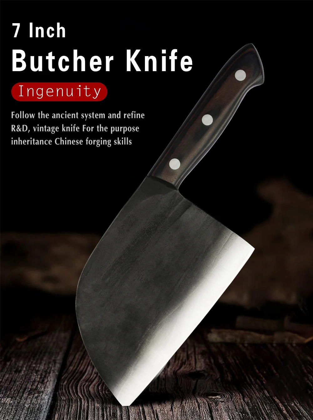 4cr13彩木柄7寸锻打屠夫刀详情 (1)