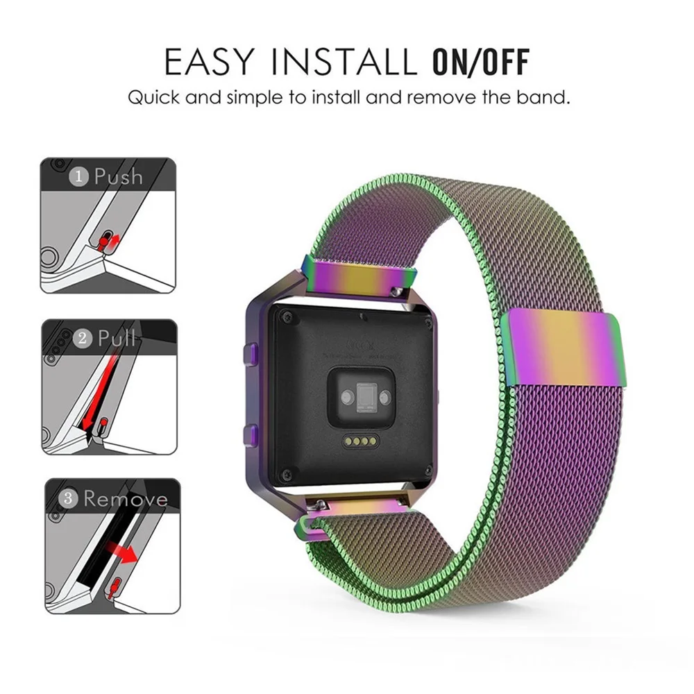 KNS-7 ремешок из нержавеющей стали ремешок для Fitbit Blaze трекер w/рамка Большая замена Мужские t Band аксессуары для женщин мужчин