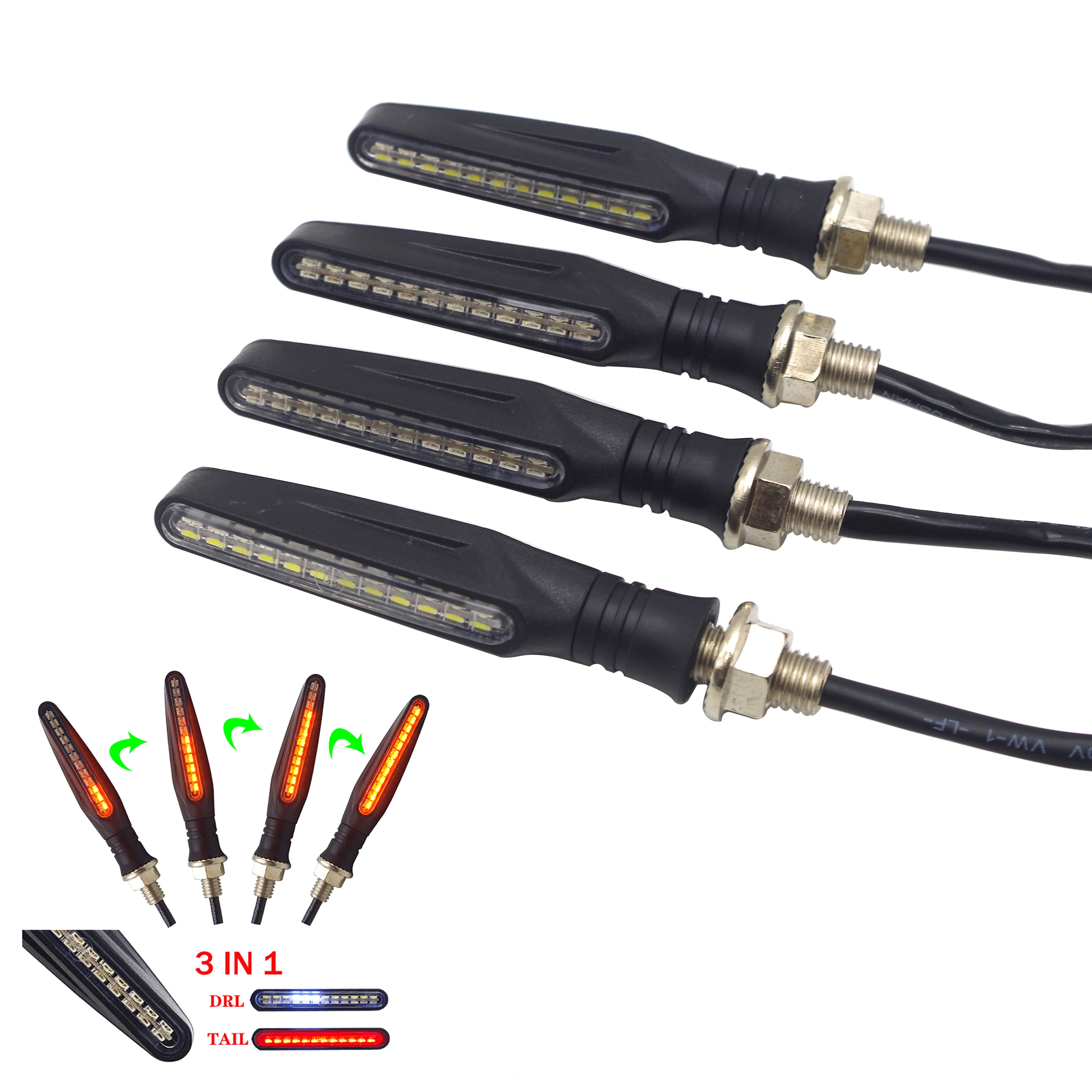

For honda vtx 1300 s1000r buell xvs 650 cb600f Flowing motorcycle turn signal lights LED Amber Indcator Lamp Blinker Flasher