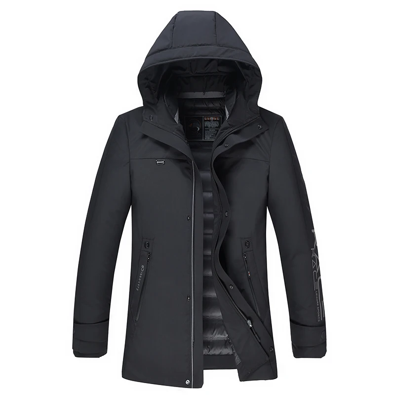 

Down jacket Men Winter Jackets men Fashion Thick Warm Zipper with cap black Outerwear Cotton Padded Coat Windbreak Down Parkas