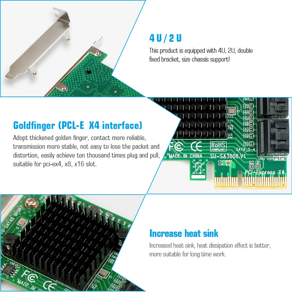 Pci-e к SATA3.0 Плата расширения 6 портов SATA3.0 Riser Card 6G IPFS жесткий диск карта расширения