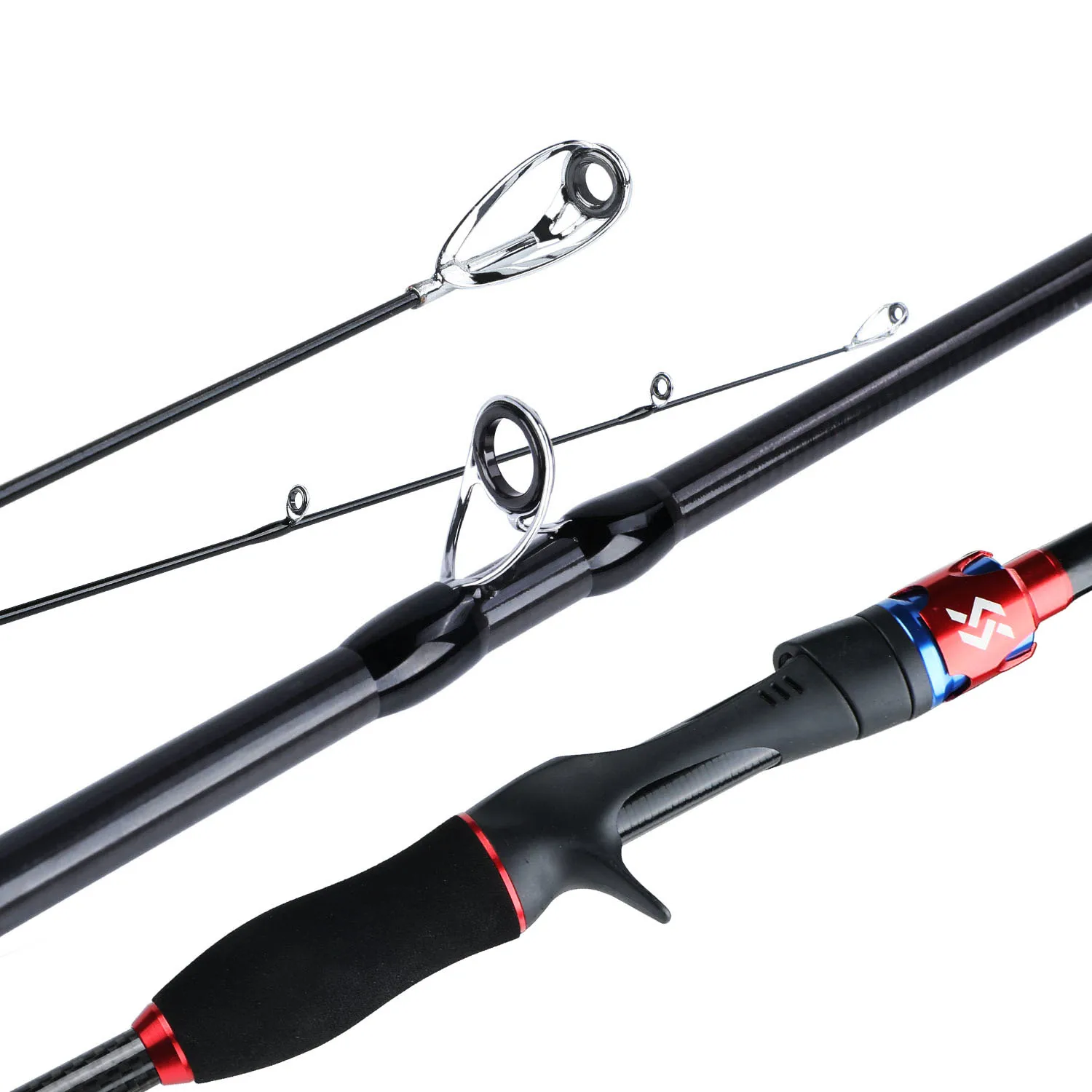 Sougayilang Rod Combo 4 Sections Carbon Fiber Casting Rod 2.1M/2.4M with Baitcasting Reel 12+1BB Right/Left Hand Fishing Reel