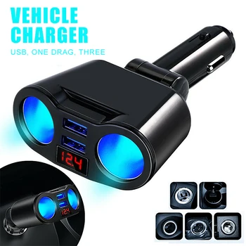 

Car Cigarette Lighter USB Splitter Plug Converter For Phone MP3 DVR 5V 3.1A Dual USB Socket Adapter Voltage Monitor Auto Car
