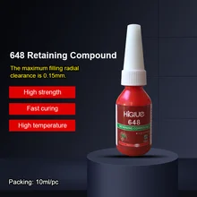 

HiGlue 648 Green Retaining Compound Anaerobic Adhesive Screw Glue Fitting Cylindrical Parts 10mL Bottle
