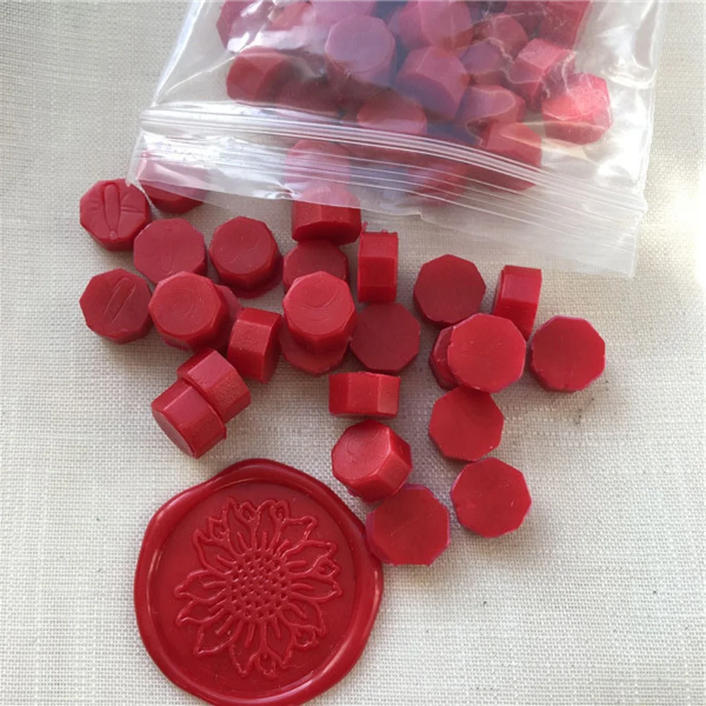 100Pcs Pearl White Wseal Stamp Wax Vintage Wax Seal Stamp Tablet Pill Beads for Envelope Wedding Wax Seal Ancient Sealing Wax - Цвет: red