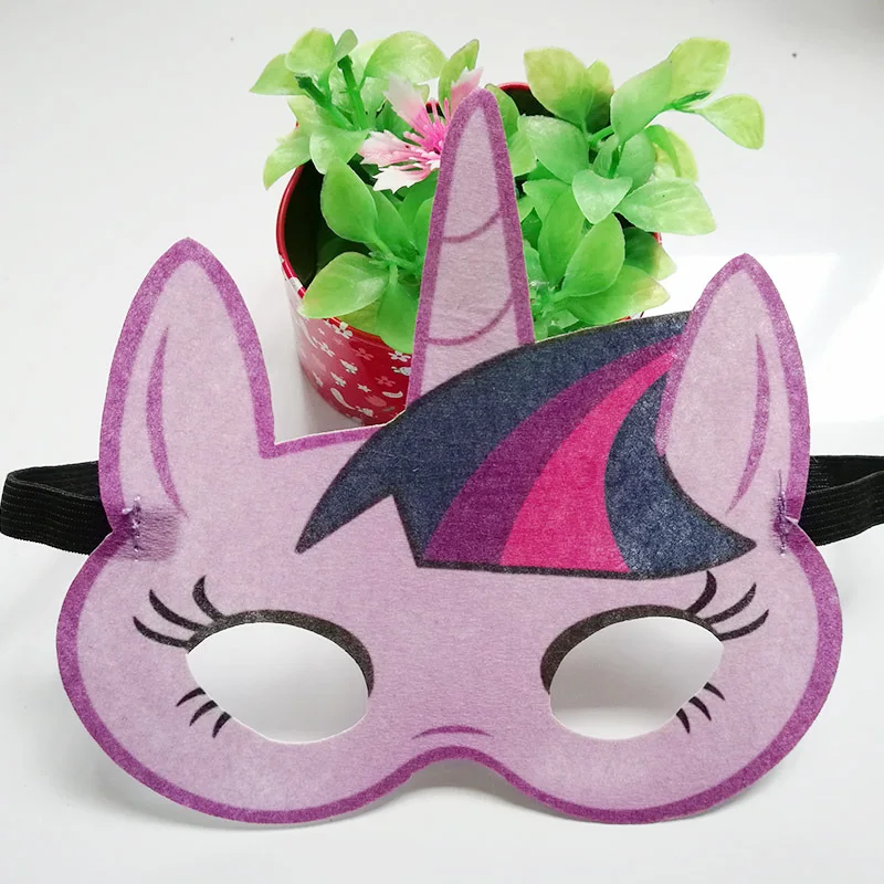 Детская мультяшная маска пони, Маскарадная маска в виде животного, Вечерние Маски в форме единорога - Цвет: purple