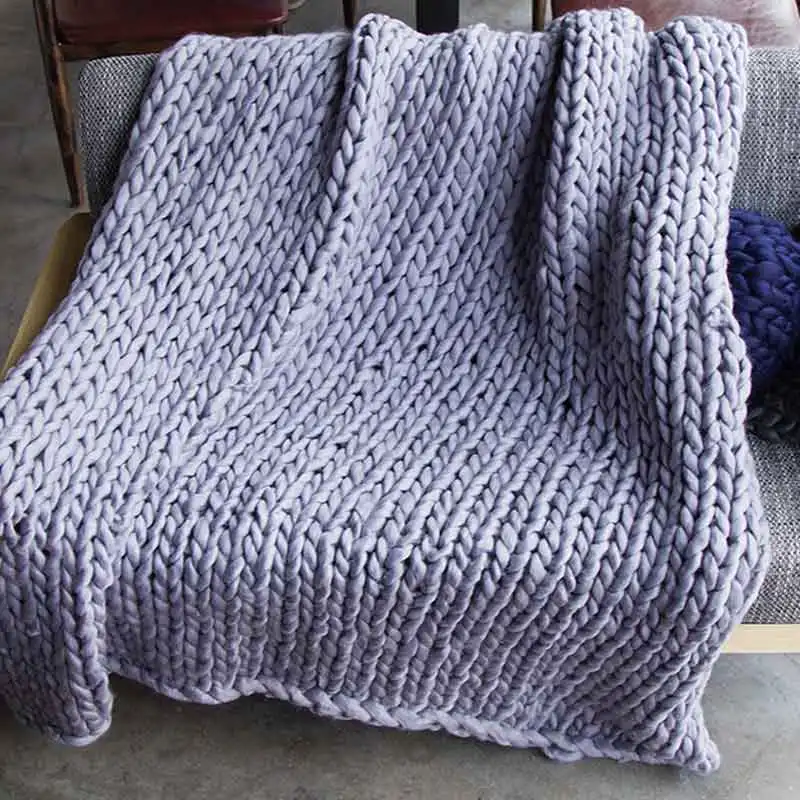 

Handmade Chunky Knitted Blanket Thick Yarn Wool Bulky Knitted Blanket super soft Warm Winter Sofa Bed Home Decor Throw Blankets