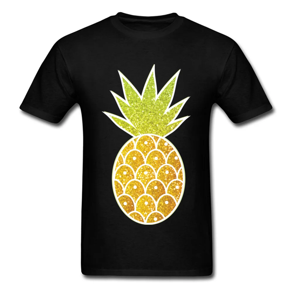 

Pretty Glitter Tropical Pineapple Drawing T Shirt Gold Fruit Print Mens T Shirt Summer/Full Round Collar Brand Cotton Tops Tees