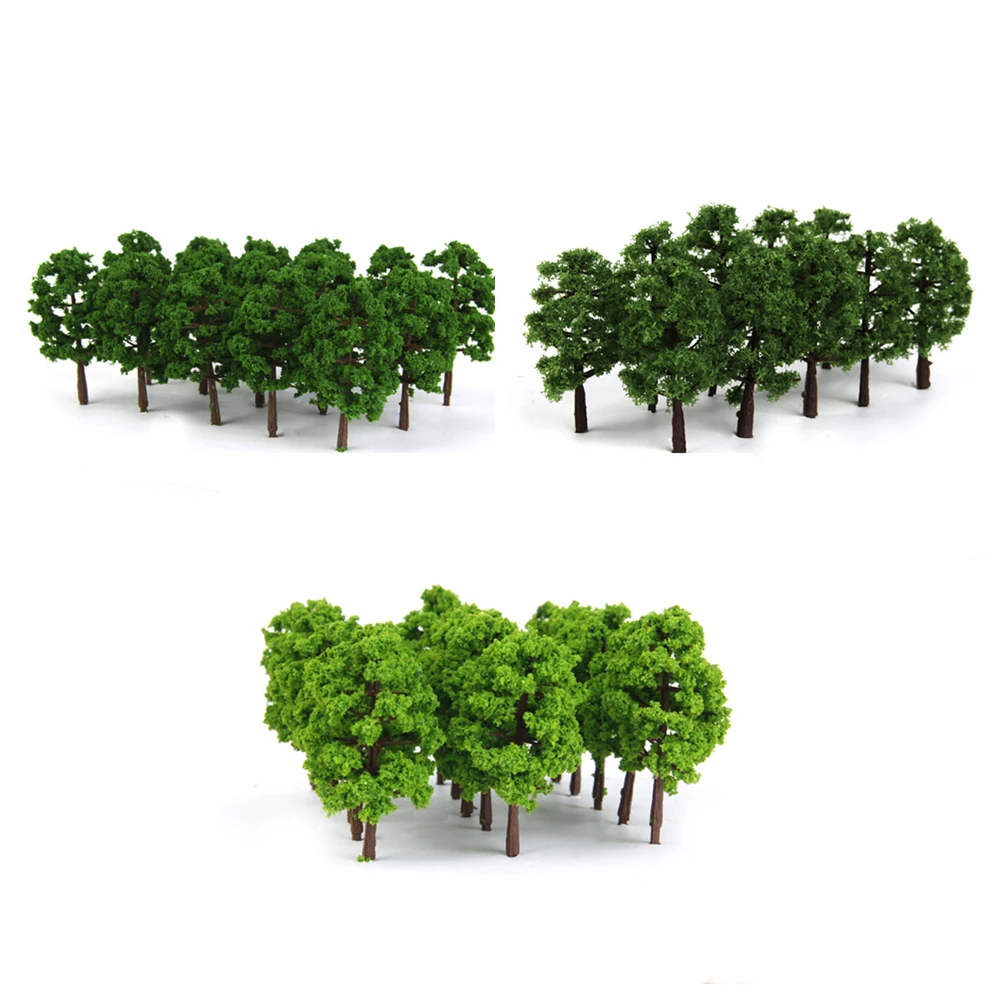 50pcs Model Trees 1:150 N Building Park Garden Landscape Scenery Grass Green 