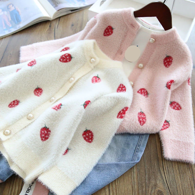 Children Sweaters Tops Kids Autumn Spring Clothes toddlers Baby Girl Cotton Cardigan for Girls Sweater fleece fashion fruit