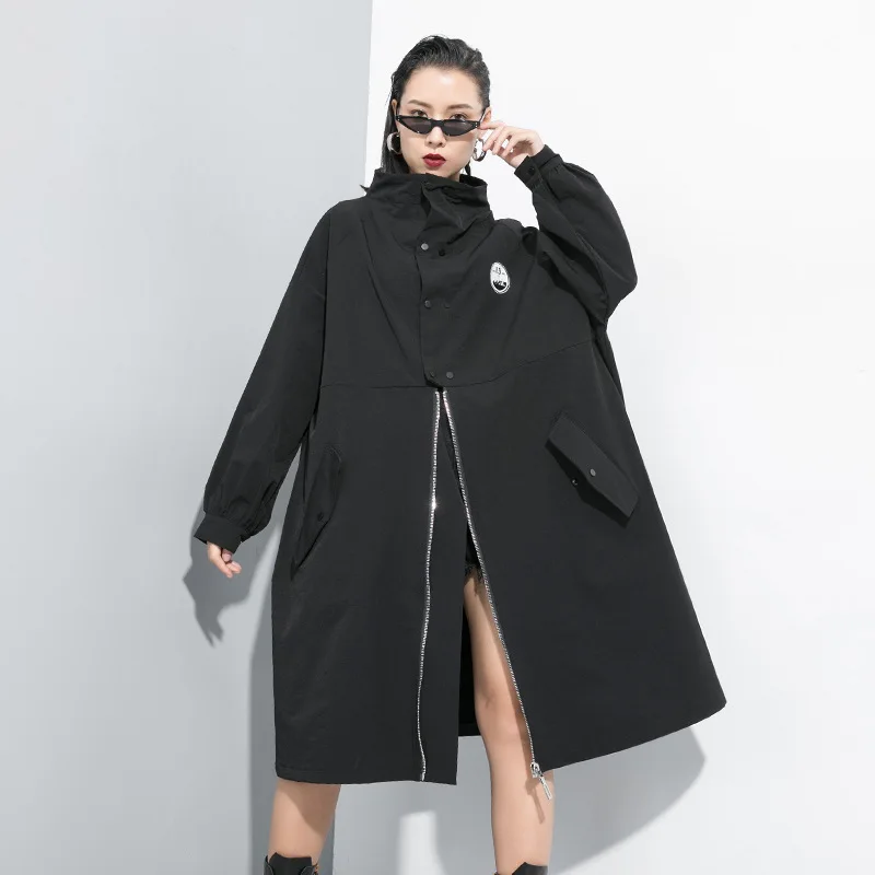 

new style bf styles zipper windbreaker trend Free size coat plus size coats for women Loose Autumn coat women A71Z40