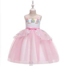 Новое платье для девочек, детские платья для девочек, вечерние платья с единорогом, карнавальный костюм на Рождество, детское платье принцессы для детей 4, 5, 6, 7, 8, 9, 10 лет