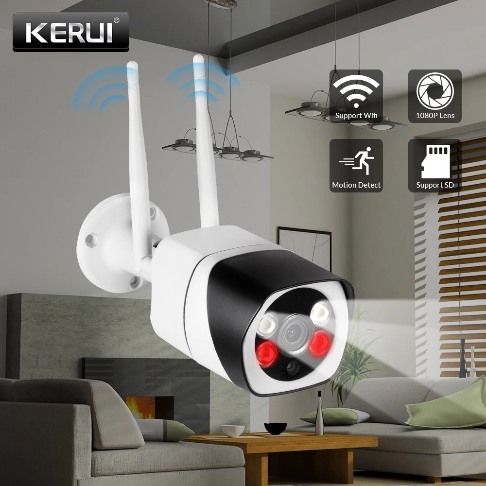 Беспроводная двойная ip камера KERUI с источником света HD 1080 P 2 МП водонепроницаемая