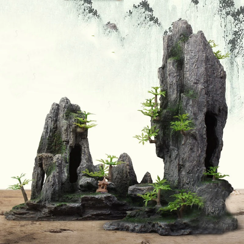Ornaments Landscaping Simulation Rockery decoration Artificial Resin Rockery Aquarium Stone Moss fish live Aquarium accessories fish tank ornaments mini landscape ornaments fish tank decorations aquarium ornaments