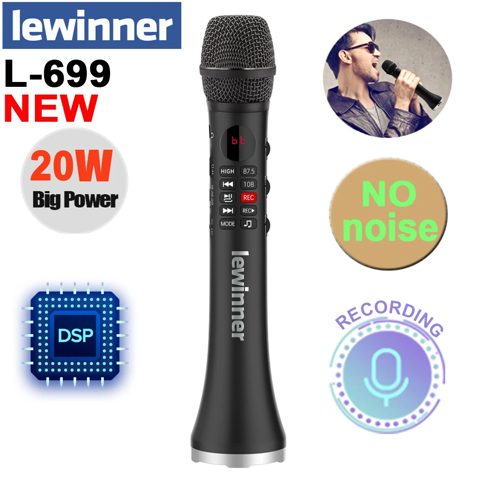Lewinner Новый L 699 профессиональный караоке микрофон беспроводной динамик портативный Bluetooth микрофон для телефона с Поддержкой записи|Микрофоны| | АлиЭкспресс