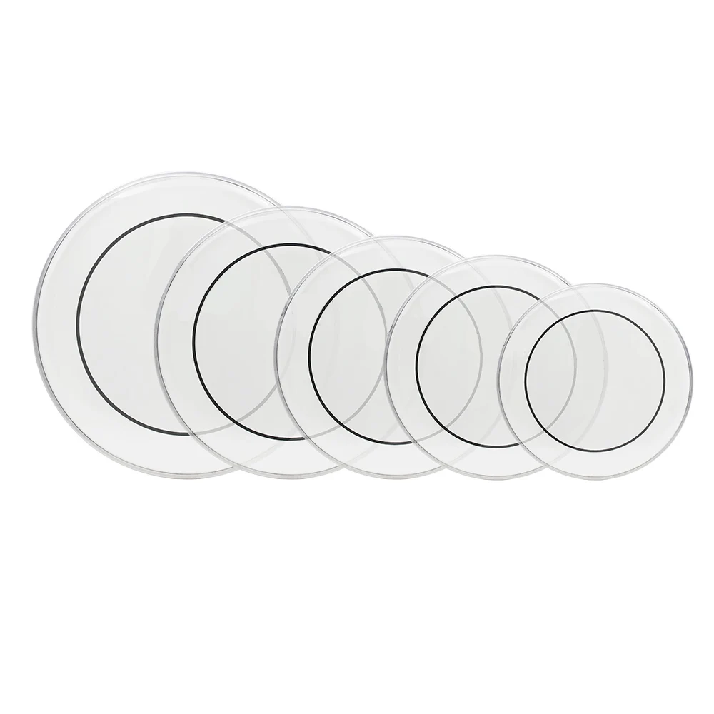 5Pcs Transparent Drum Heads (22", 16", 14", 13", 12") 6