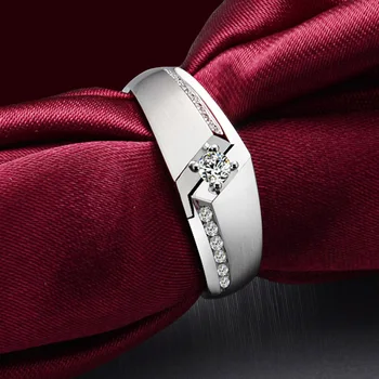 

Diamond Wedding Ring for Men 0.08+0.07ct Natural Diamond Solid 18K White Gold Handmade Engagement Jewelry