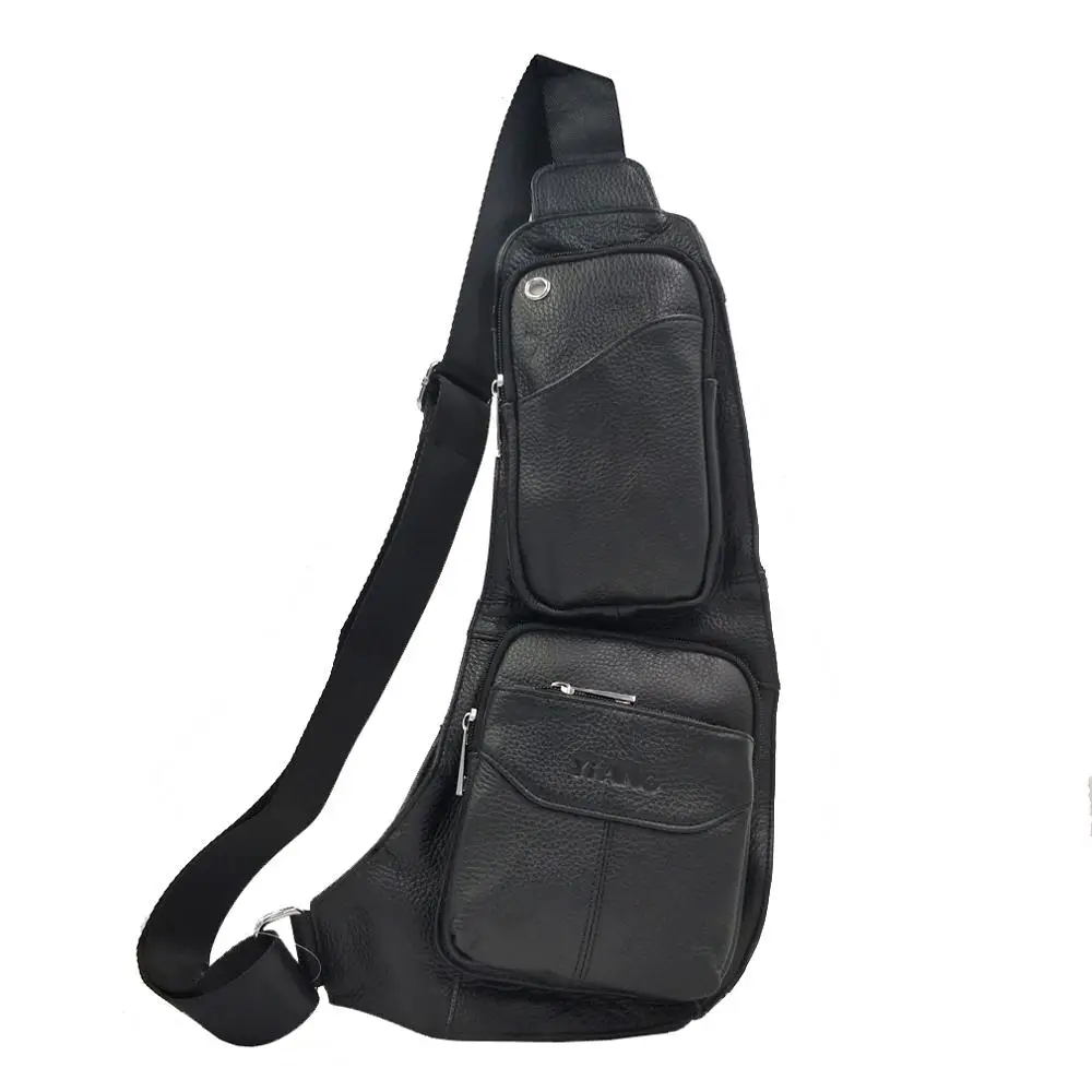 Мужская водонепроницаемая винтажная кожаная нагрудная Сумка слинг через плечо