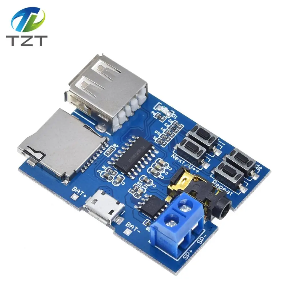 TZT TF card U disk MP3 Плата декодера с форматом module Расшифровка усилителей audio Player|amplifier