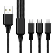 3 в 1 тройной кабель для Apple+ type-C+ Micro USB кабель для зарядки мобильного телефона Android для iPhone iPad смартфон