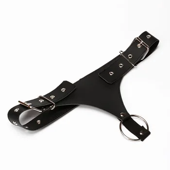 Leather Butt Plug Harness with Cock Ring Men Male Chastity Belt Device for Anal Plug Adult Sex Toys Open Crotch Panties Lingerie 5