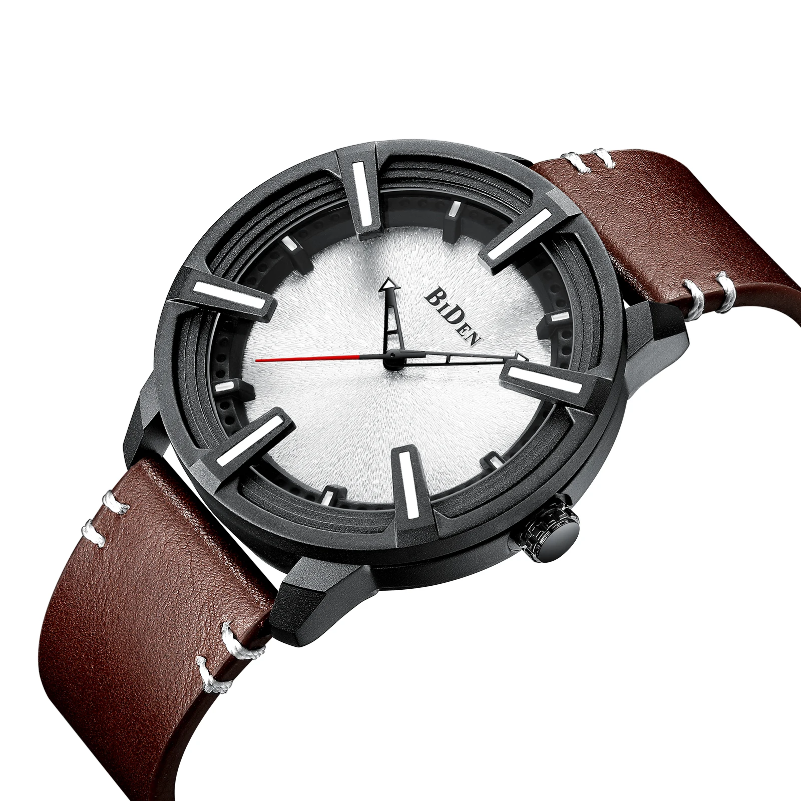 

BIDEN Relogio Masculino Fashion Mens Watch 2019 Quartz Wristwatch Brown Leather Belt Waterproof Top Brand Casual Erkek Kol Saati