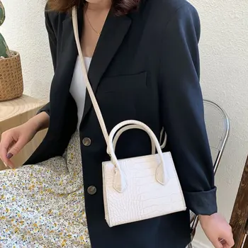 

Small Women's Tote Bag Fashion Korean Sling Bag Retro Fashion Shoulder Bag Alligator Pattern Girls Handbag