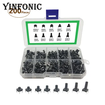 

10values x20pcs 6X6X4.3-13Hmm 4-pin DIP Tact Switch microswitch kit box