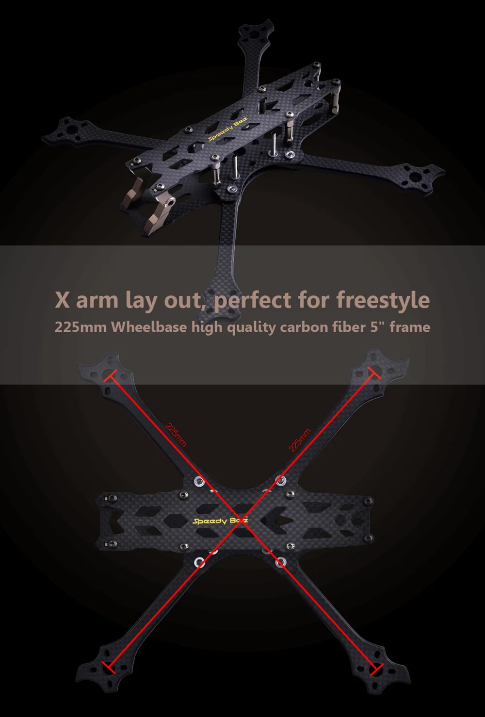Горячая Speedy Bee 225 мм Колесная база 5 мм Arm 3K комплект из углеродного волокна для рамы для радиоуправляемого дрона FPV Racing DIY аксессуары запасные части