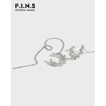 

F.I.N.S Personalized 925 Sterling Silver Cubic Zirconia Waving Line Drop Earrings Fashion Jewelry 2019 Multiple Wearing Methods