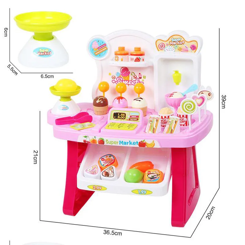  New Children's Multi-Functional Supermarket Cashier Ice Cream Cart Ice Cream Shopping Cart Sales De