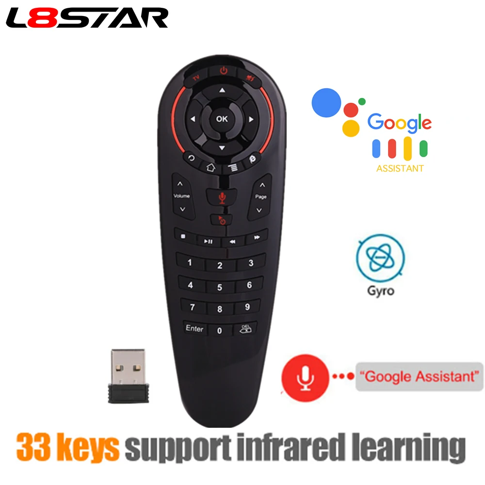 L8star G30S Aero мышь беспроводная Google Voice Air mouse 33 клавиши ИК-обучения гироскопа умный пульт дистанционного управления для android tv box Мини-ПК