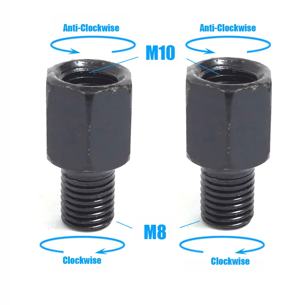 M10M8 (LR and LR) Черные мотоциклетные зеркальные адаптеры M10 10 мм M8 8 мм зеркала заднего вида конверсионные Болты по часовой стрелке против часов правая левая резьба - Цвет: M10M8 (LR and LR)