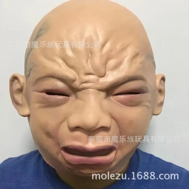 Улыбка Cry младенческой маска для наращивания на всю голову плачет уход за кожей лица маска младенца головная повязка на Хэллоуин вечерние привидениями знаменитости латекс поверхности Для Мужчин's